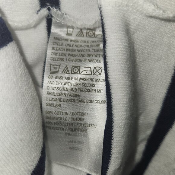 D&Co. Beach Womens L Striped Hooded Long-Sleeve Pullover Top White & Navy 2438 - Picture 4 of 7